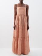 Matteau - Floral-print Organic-cotton Poplin Maxi Dress - Womens - Orange Print