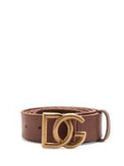 Matchesfashion.com Dolce & Gabbana - Dg-buckle Leather Belt - Mens - Brown