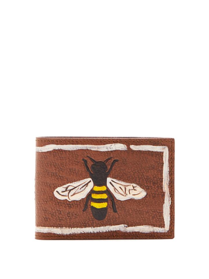Gucci Bee-motif Bi-fold Leather Wallet
