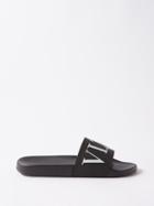 Valentino Garavani - Vltn-logo Pvc Slides - Mens - Black White