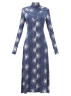Matchesfashion.com Paco Rabanne - Open-back Star-print Jersey Dress - Womens - Blue