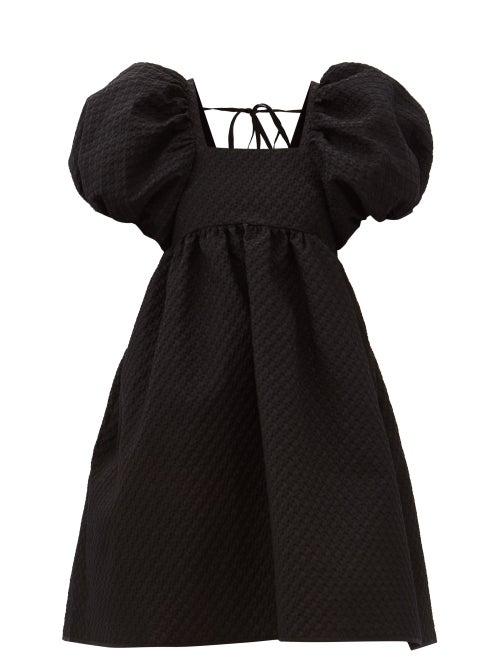 Cecilie Bahnsen - Tilde Puff-sleeve Blossom-matelass Mini Dress - Womens - Black