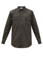 Gucci - Gg-logo Jacquard Denim Shirt - Mens - Black Multi