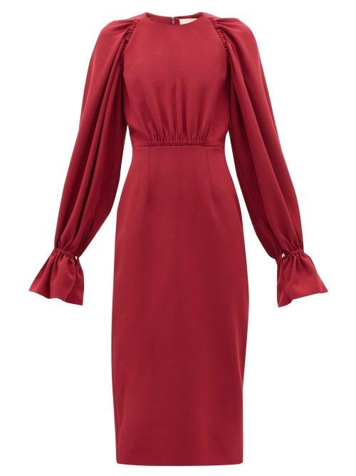 Matchesfashion.com Roksanda - Vaniria Gathered Cady Pencil Dress - Womens - Burgundy