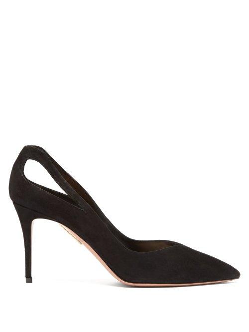 Matchesfashion.com Aquazzura - Shiva Cut Out Suede Pumps - Womens - Black