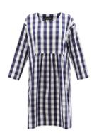 Eskandar - Gingham-check Cotton-poplin Midi Dress - Womens - Navy White
