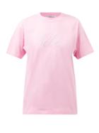 Balenciaga - Bb Crystal-embellished Cotton-jersey T-shirt - Womens - Pink