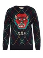 Gucci Dragon-appliqu Argyle-intarsia Wool Sweater