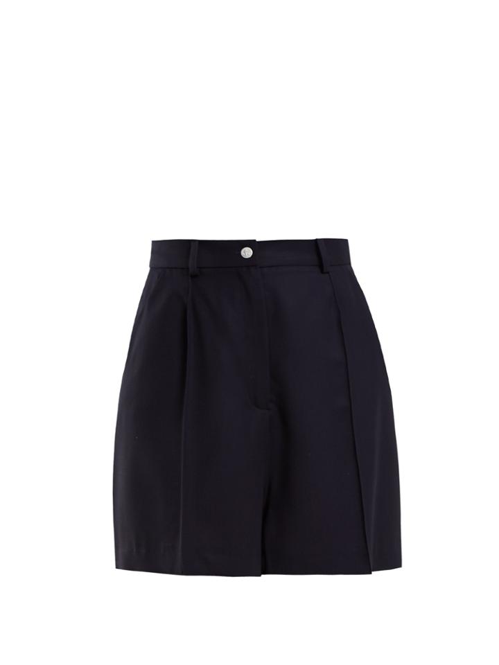 Natasha Zinko High-rise Pintucked-wool Shorts