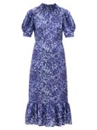 Matchesfashion.com Sea - Celine Mottled-print Cotton-blend Dress - Womens - Indigo