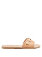 Matchesfashion.com Ancient Greek Sandals - X Fabrizio Viti Paola Embellished Leather Slides - Womens - Light Tan