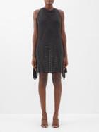 Loewe - Crystal Mesh-layered Crepe Dress - Womens - Black