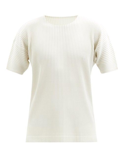 Homme Pliss Issey Miyake - Technical-pleated Knit T-shirt - Mens - Ivory