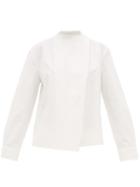 Matchesfashion.com Bottega Veneta - Tie Neck Linen Blouse - Womens - White