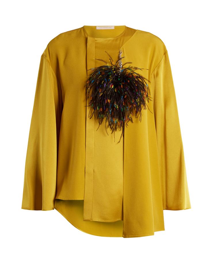 Christopher Kane Feather-brooch Crepe-cady Blouse