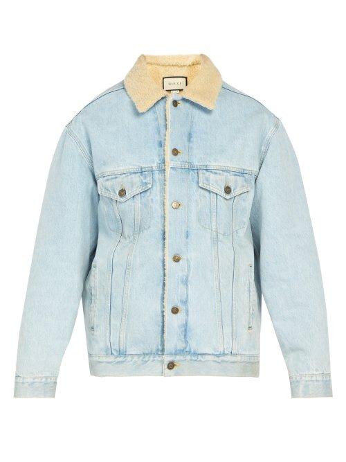 Matchesfashion.com Gucci - Paramount Embroidered Denim Jacket - Mens - Blue