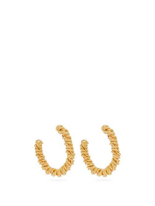 Matchesfashion.com Alighieri - The Woven History 24kt Gold Plated Hoop Earrings - Womens - Gold