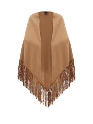 Matchesfashion.com Babjades - Suede Tassel Cashmere Shawl - Womens - Camel