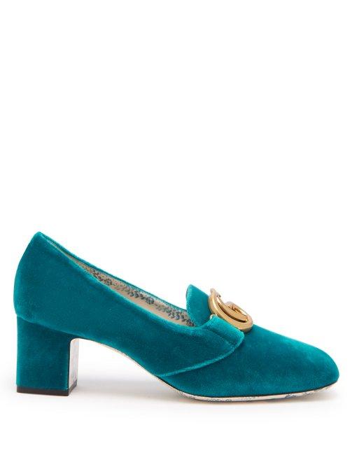 Matchesfashion.com Gucci - Velvet Gg Pumps - Womens - Blue