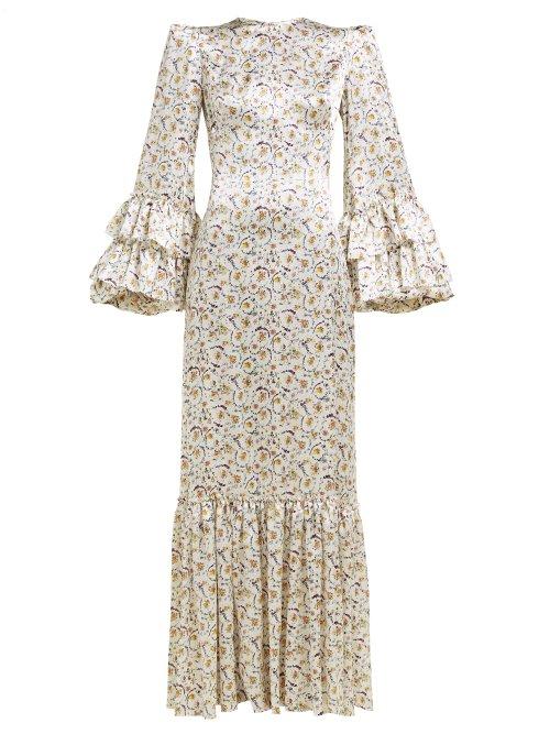 Matchesfashion.com The Vampire's Wife - Festival Ruffled Floral Print Silk Dress - Womens - Ivory Multi