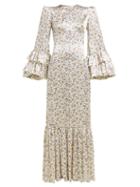 Matchesfashion.com The Vampire's Wife - Festival Ruffled Floral Print Silk Dress - Womens - Ivory Multi