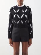 Valentino - Bow-appliqu Cutout Wool Cropped Sweater - Womens - Black