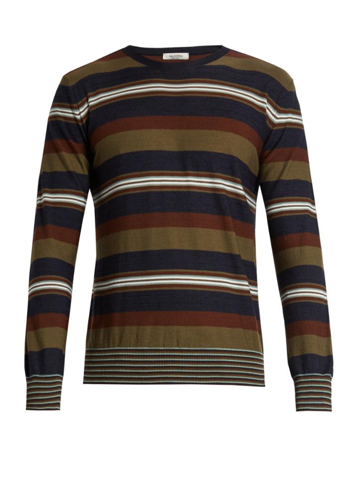 Valentino Striped Wool And Cashmere-blend Sweater