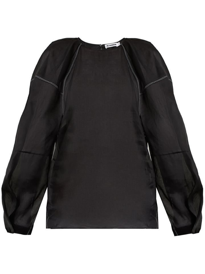 Jil Sander Elmo Balloon-sleeved Cotton-organdy Top