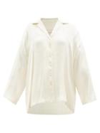 Zanini - Gathered Silk-satin Blouse - Womens - White