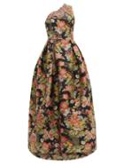 Matchesfashion.com Andrew Gn - Crystal Embellished Floral Brocade Gown - Womens - Black Multi