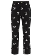 Erdem - Nathaniel Floral-embroidered Slim-leg Jeans - Womens - Black