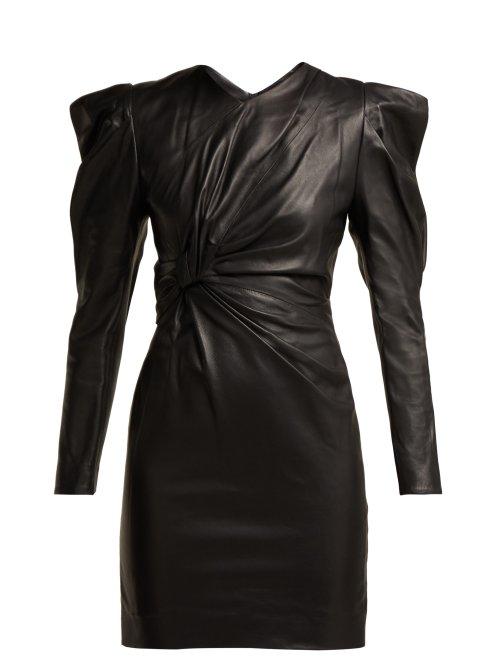 Matchesfashion.com Isabel Marant - Cobe Knotted Leather Mini Dress - Womens - Black