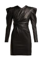 Matchesfashion.com Isabel Marant - Cobe Knotted Leather Mini Dress - Womens - Black