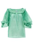 Matchesfashion.com Thierry Colson - Roussia Cotton-blend Blouse - Womens - Green