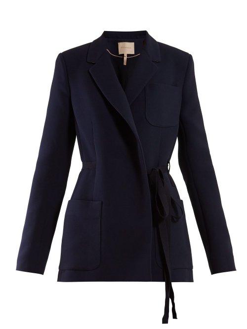 Matchesfashion.com Roksanda - Bleyda Wrap Belted Cady Jacket - Womens - Navy