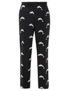Matchesfashion.com Thom Browne - Dolphin-embroidered Wool-blend Trousers - Mens - Black