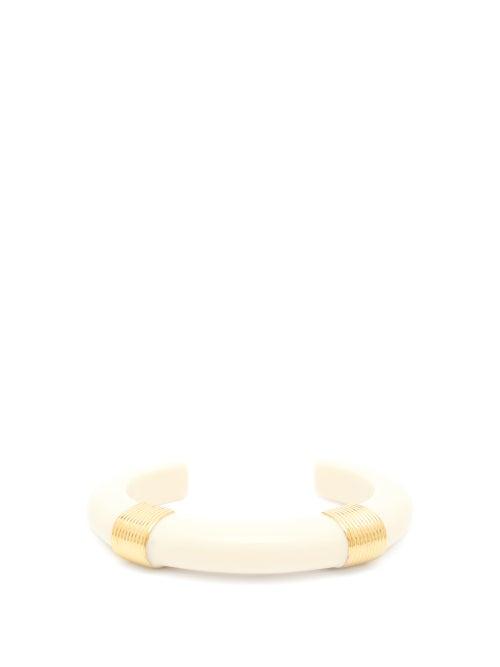 Matchesfashion.com Aurlie Bidermann - Katt Gold-plated And Resin Cuff - Womens - White