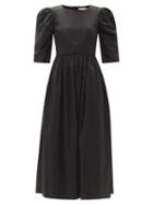 Matchesfashion.com Brock Collection - Quartine Gathered Cotton-poplin Dress - Womens - Black