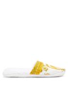 Matchesfashion.com Versace - Barocco Print Cotton Terry Slippers - Mens - White Gold