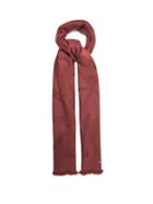 Ladies Accessories Saint Laurent - Ysl-monogram Fringed Wool Scarf - Womens - Burgundy