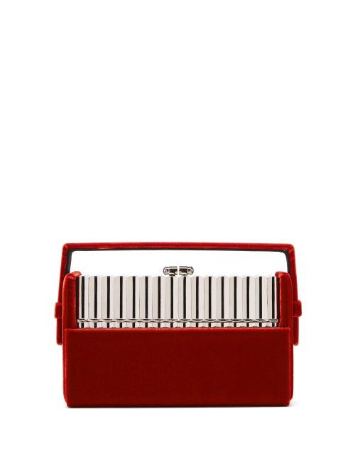 Matchesfashion.com Bienen-davis - Xenon Velvet Minaudire Clutch - Womens - Red