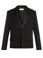 Saint Laurent Raw-edge Grain De Poudre Wool Tuxedo Jacket
