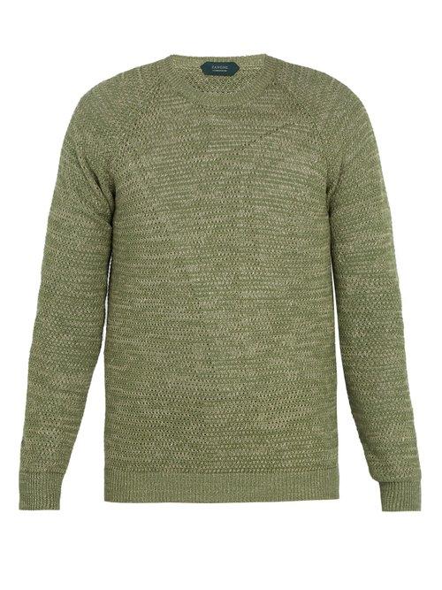 Matchesfashion.com Zanone - Crew Neck Linen Cotton Knit Sweater - Mens - Green