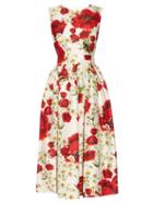 Dolce & Gabbana Poppy-print Cotton And Silk-blend Dress