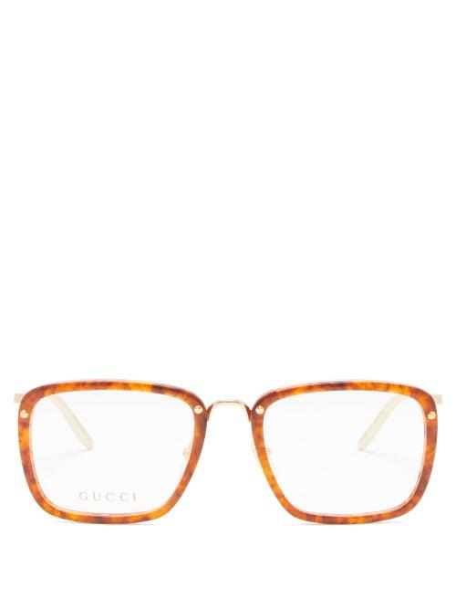 Matchesfashion.com Gucci - Square Tortoiseshell-acetate And Metal Glasses - Mens - Clear