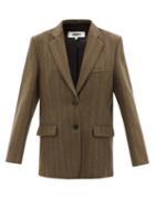 Ladies Rtw Mm6 Maison Margiela - Pinstriped Wool-blend Felt Blazer - Womens - Brown