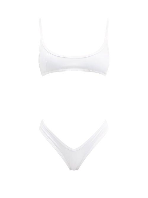 Matchesfashion.com The Attico - High-leg Ribbed Bikini - Womens - White