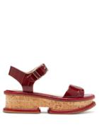 Matchesfashion.com Gabriela Hearst - Bradley Eel-print Leather Flatform Sandals - Womens - Burgundy