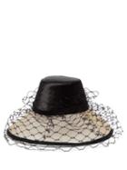 Matchesfashion.com Stephen Jones - Screen Embossed Satin And Veiled Crin Hat - Womens - Black