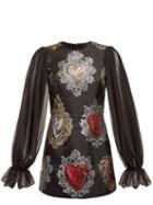 Matchesfashion.com Dolce & Gabbana - Sacred Hearts Jacquard Mini Dress - Womens - Black Multi